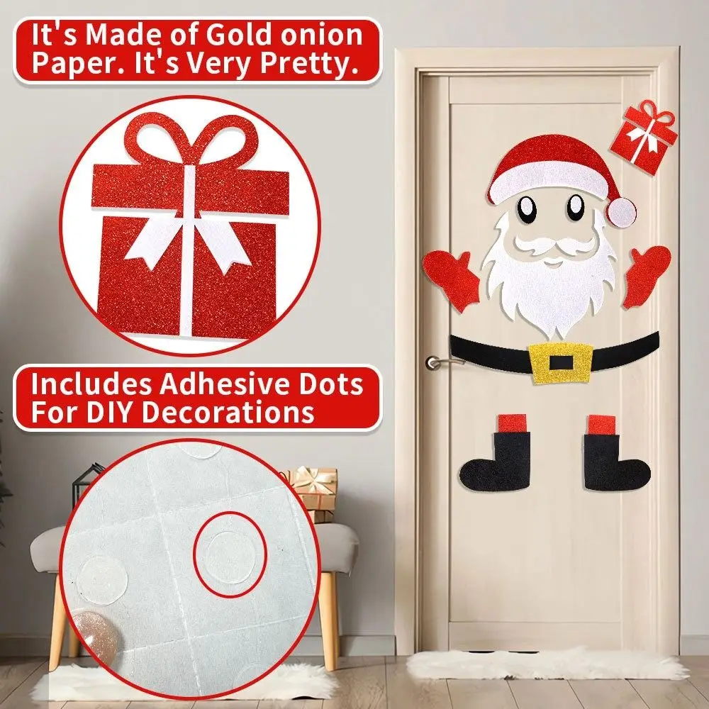 Non-woven Christmas Door Stickers Removable Creativity Window Static Stickers Party Decor Festival Supply Wall Sticker Christmas