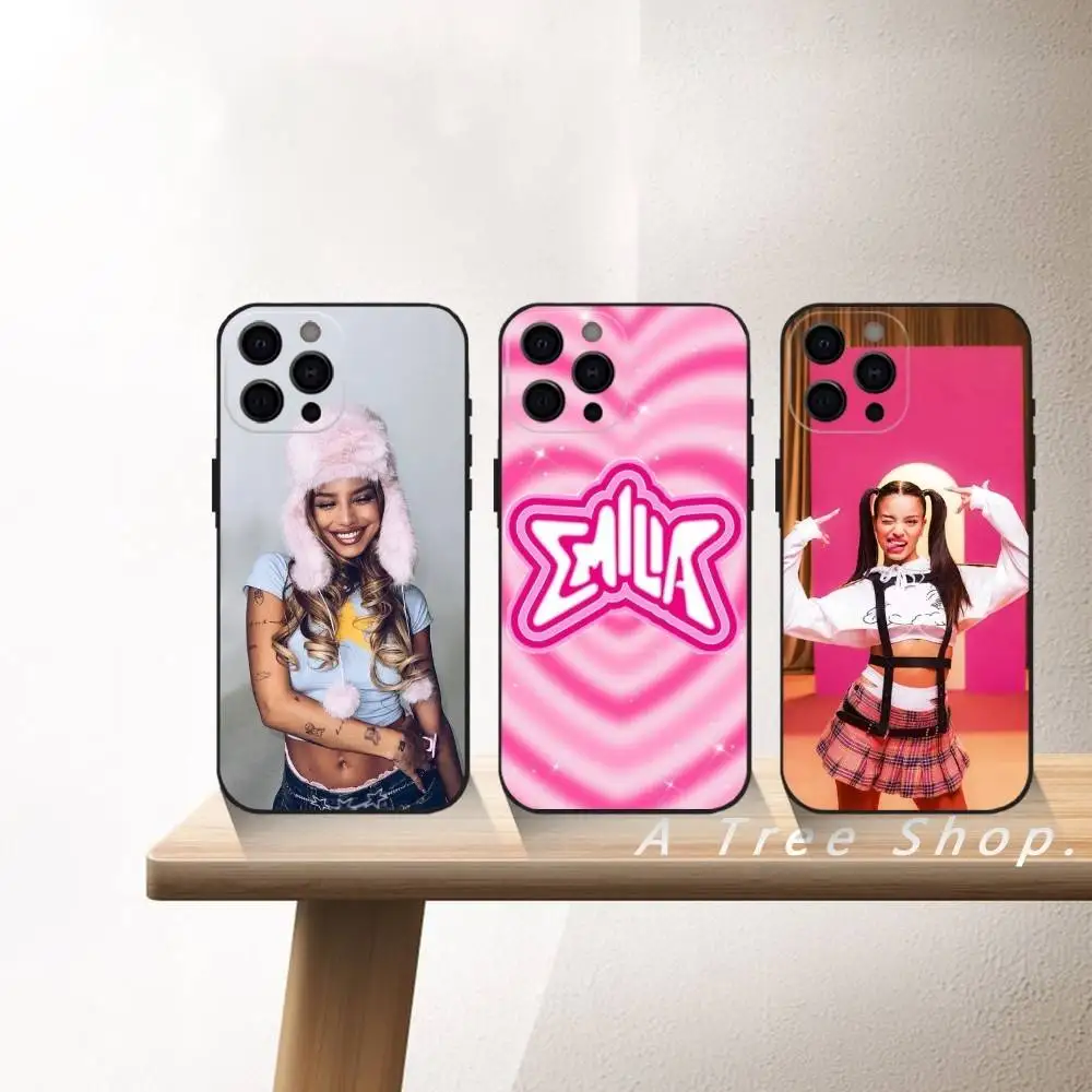 

E-Emilia Singer M-Mernes Phone Case For iPhone17,16,15,14,13,12 Plus,Max Soft Silicone Black Cover