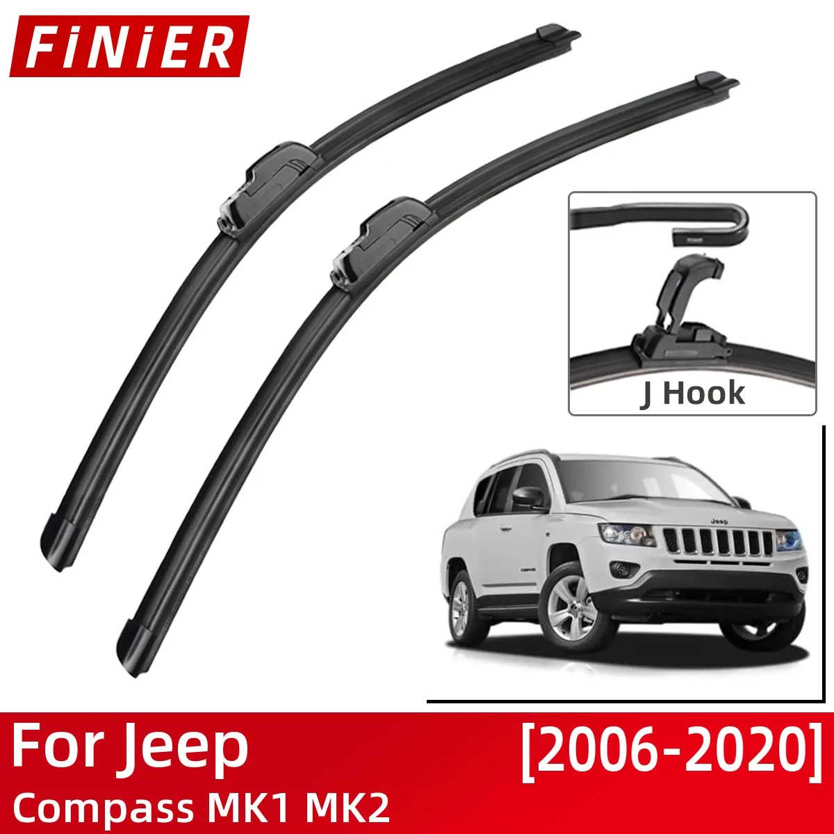 

For Jeep Compass MK1 MK2 2006-2020 Car Accessories Front Windscreen Wiper Blade Brushes Wipers U Type J Hooks 2020 2019 2006