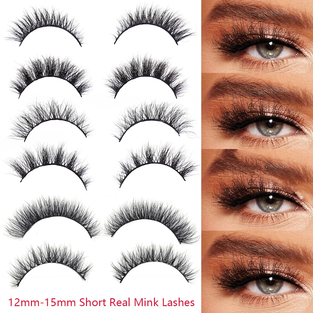 

LEHUAMAO Maquiagem Short Natural Mink Lashes Fluffy Wispy Eyelashes Volume 12mm-15mm False Eyelashes Eyelash Extensio makeup