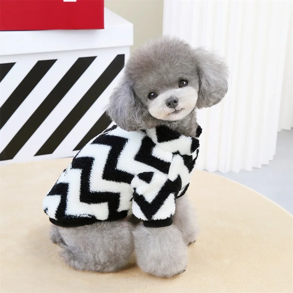 Wave Pattern Pet Dog Winter Clothes for Small Dogs Warm Clothing for Puppy Outfit Pet Apparel Oufits