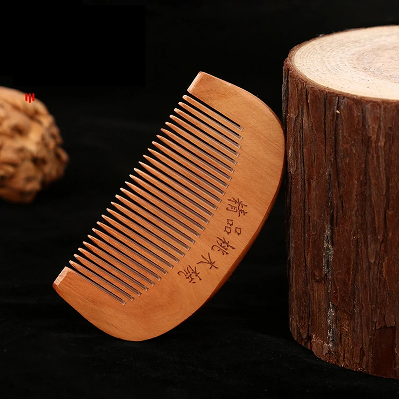 Natural Peach Wood Comb Close Teeth Anti-Static Head Massage Beard Hair Care Tool Beauty Accessories Barber Women'S Hairdres