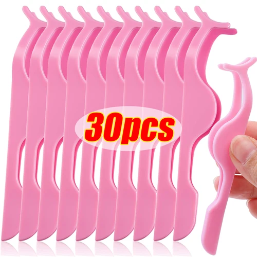 Pinzas para pestañas postizas, rizador auxiliar, aplicador de pestañas, herramientas de maquillaje, pinzas para pestañas de plástico profesionales, 1/30 Uds.