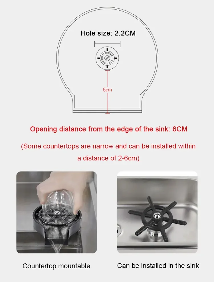 Rince-Verre Automatique En Acier Inoxydable - Nettoyeur De Gobelets à Jet Latéral Pour Bar, Café, Restaurant
