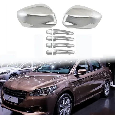 Car Chrome Rearview Accessories Door Mirror Cover Trim Sticker style 2008 2010 2012 2014 2016 For Peugeot 301 c4l c4 C-Elysee