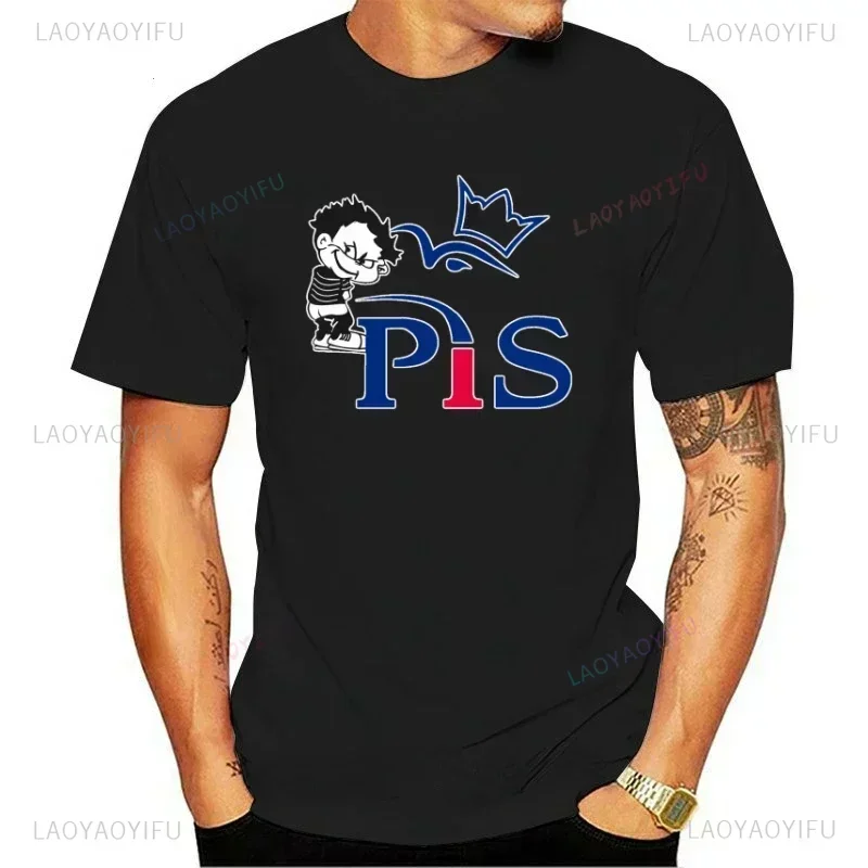 PIS Prawo I Sprawiedliwosc Koszulka T-shirt Men Short Sleeve T-shirt Vintage Casual Graphic T Shirts Men Women Clothing Cotton