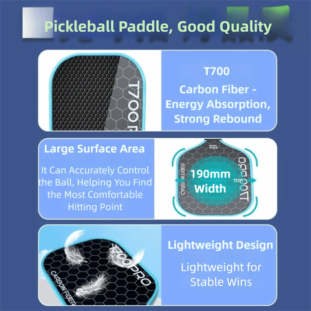 Durable T700 Pickleball Paddle Carbon Fiber Frosted Surface Pickleball Rackets 16MM Lightweight Pickle Ball Paddle