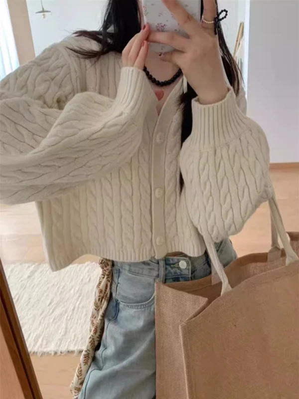 

Women's Loose Long Sve ort V-Ne Sweater Cardigan Autumn Winter New Sle Comfortable Lazy Faion Top Single Button