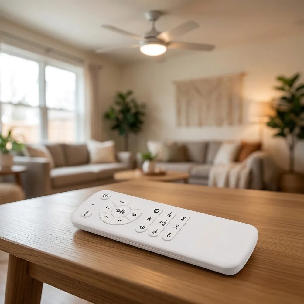 White ABS Ceiling Fans Lights Remote Control With 6 Speeds Stepless Dimming For Home Lighting And Airflow Adjustment Tool