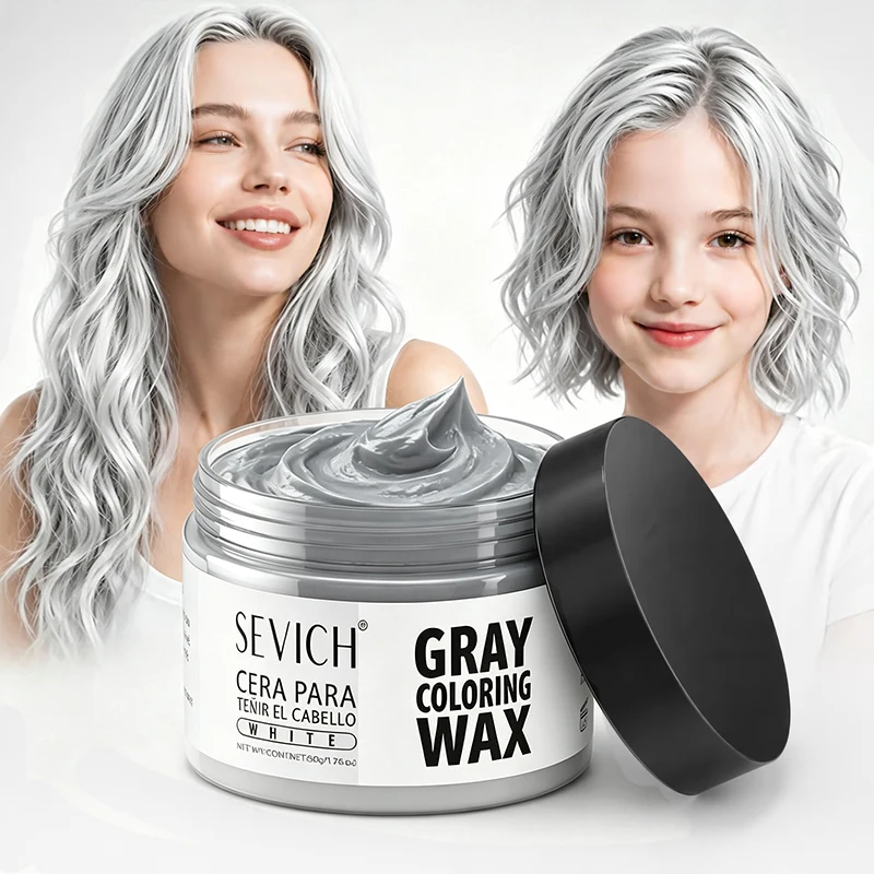 Silvery Gray Hair Dye Color Wax Easy Washable Fashionable Hair Styling Gel DIY Instant Color Hair Gel Cream for Men And Women