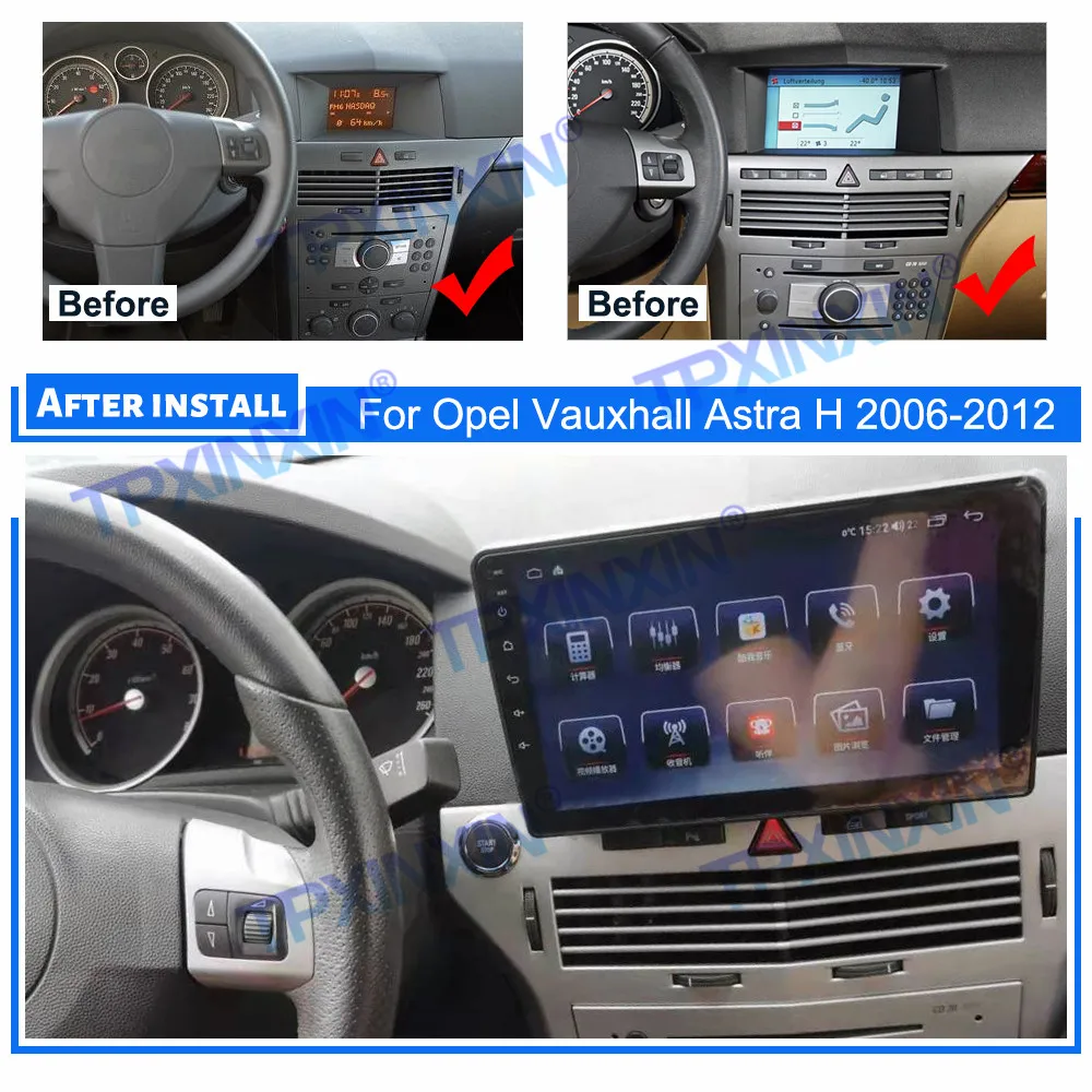 Android 12 8+128G HD Touch Screen For Opel Vauxhall Astra H 2006-2012 Multimedia Player Navigation Auto Radio Head Unit Carplay