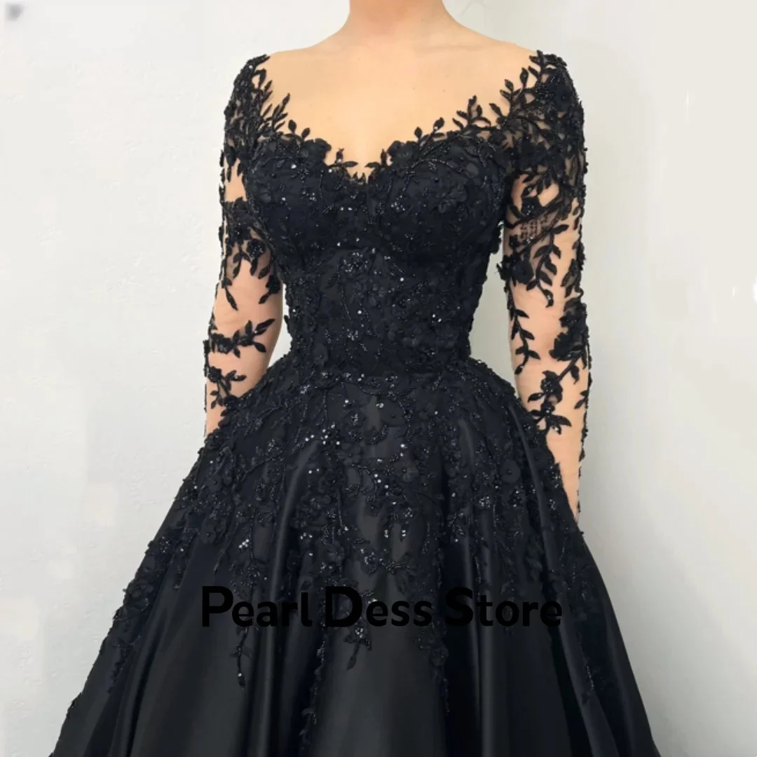 Black Wedding Party Dress Es Long Sleeves Evening Dresses Woman Elegant Party Dresses 2024 for Wedding Guest Dress Women Lace