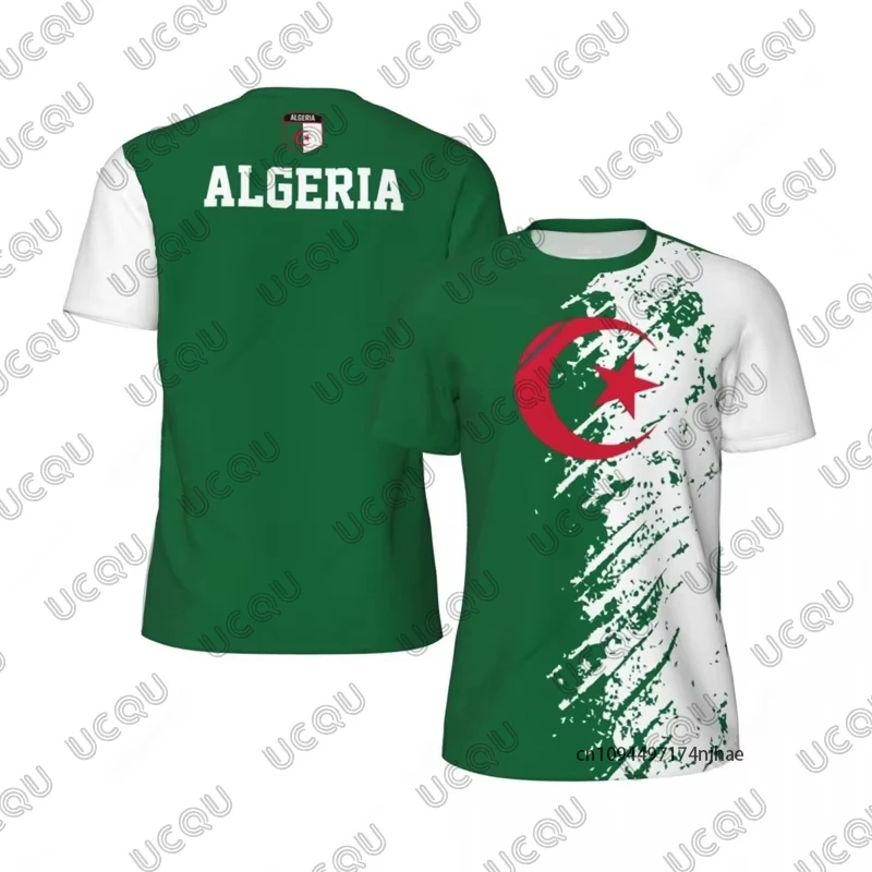 Summer New Algeria Flag Graphic Football Men's T-shirt National Emblem Print Outdoor Sports Quick Dry Tees Casual Kids/Adult Top