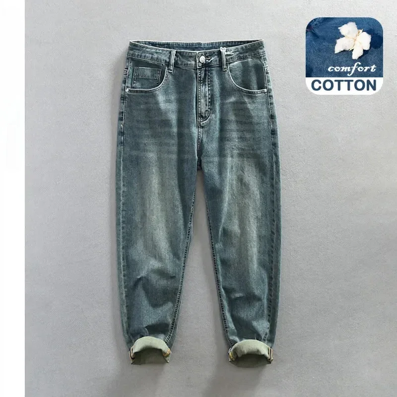 

Spring Summer New Vintage Jeans for Men Clothing Casual Washed Soft Cotton Streetwear Loose Oversize Men Pants DN1011