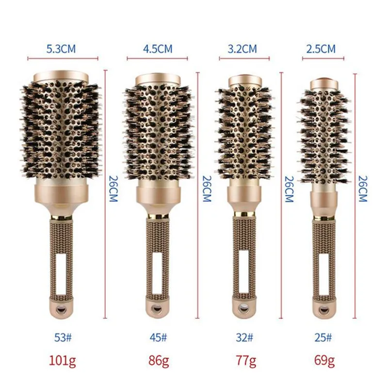 Professionelle 4PCS Runde Haar Pinsel Friseur Curling Haar Pinsel Keramik Barrel Kamm Für Fön Salon Styling Werkzeuge – Detail 2