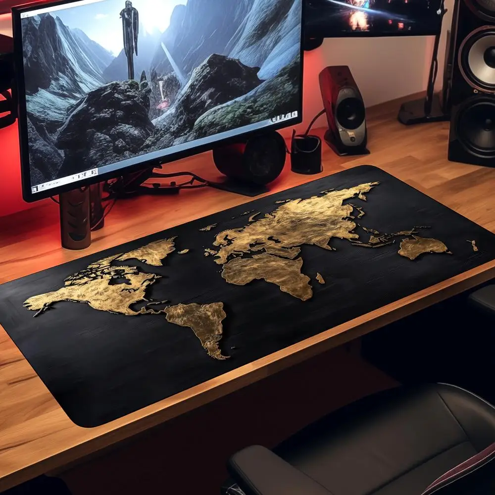 Alfombrilla de ratón con diseño de mapa de escritorio grande, alfombrilla de escritorio antideslizante de goma, alfombrillas para juegos, accesorios para pc, teclado de juego, alfombrilla para ratón lavable con agua