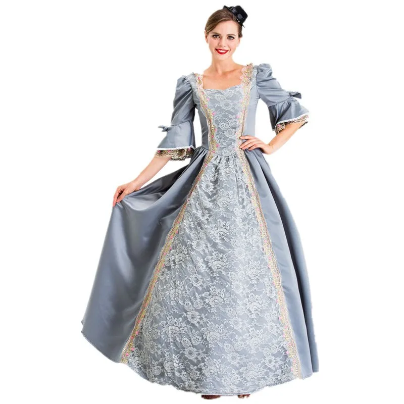 Halloween New Vintage Medieval Court Long Dress Cos Princess Costume  Lady Queen Formal Wear Polyester Fiber 100% - view 4