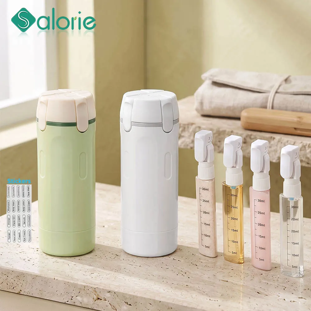 Detachable 4 in 1 Travel Emulsion Bottle All in One Portable Travel Toiletry Container Refill Dispenser Refillable Bottle