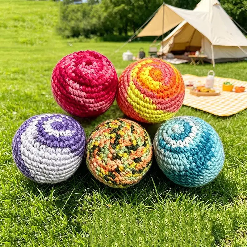 Handmade Crochet Hacky Sacks With Soft Durable Yarn Vibrant Color Patterns For Outdoor Camping Backyard Games