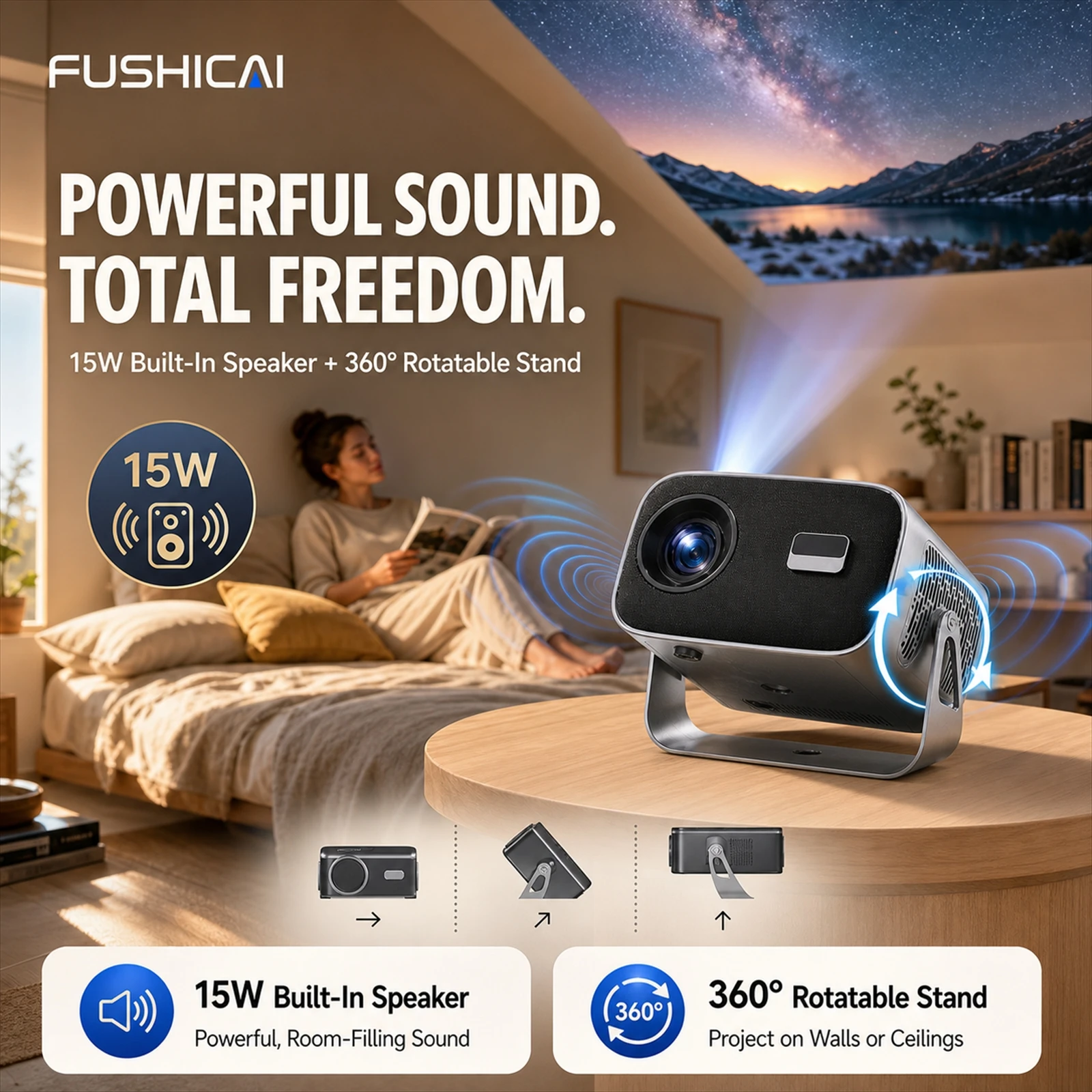 FUSHCAI Vidéoprojecteur Extéri - Home Cinema Entertainment avis et prix