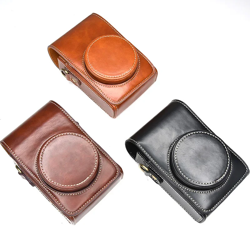 3 Colors Portable Camera Case Cover Carry Bag PU Leather Shoulder Strap for Sony RX100/II/III/IV/V/VI/VII/ZV1 for Ricoh GR2/GR3
