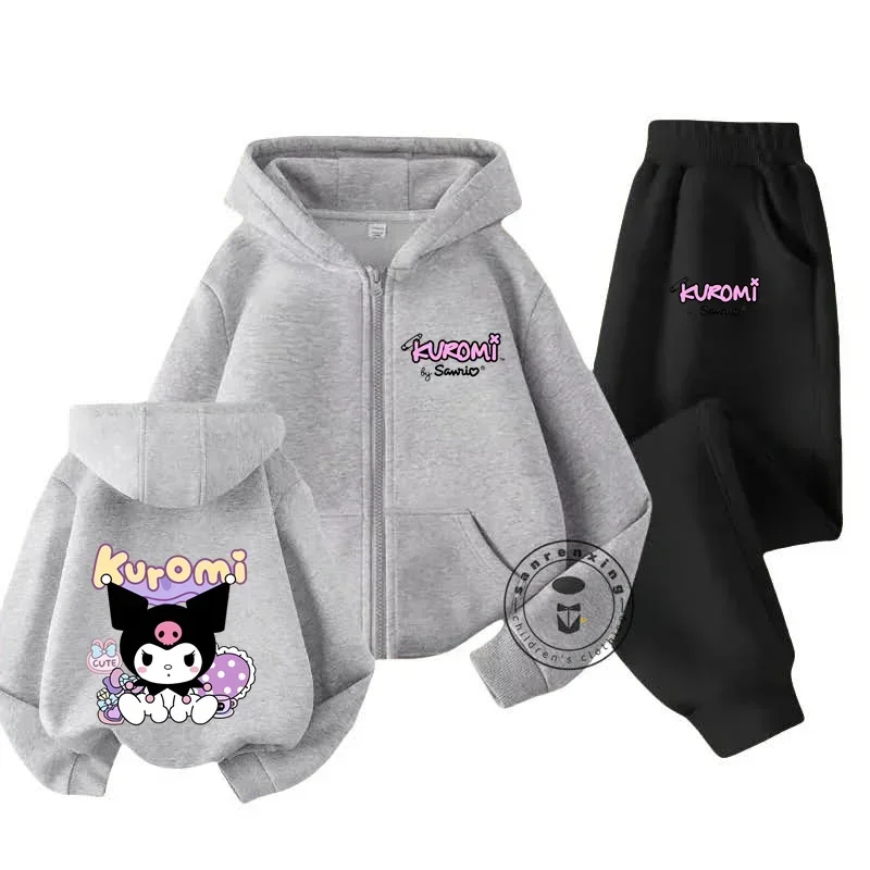 Kuromi Zipper Hoodies Set Girls Cinnamoroll Sweatshirt Autumn And Winter Long Sleeve Harajuku Pullovers Series Stich Casual