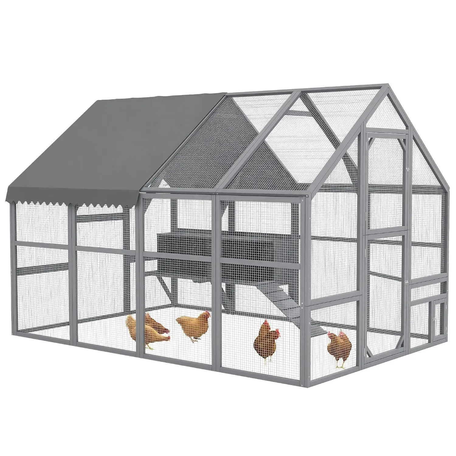 Large Wooden Chicken Coop Hen House Rabbit Hutch with Run Nesting Box & Ramp, Customized