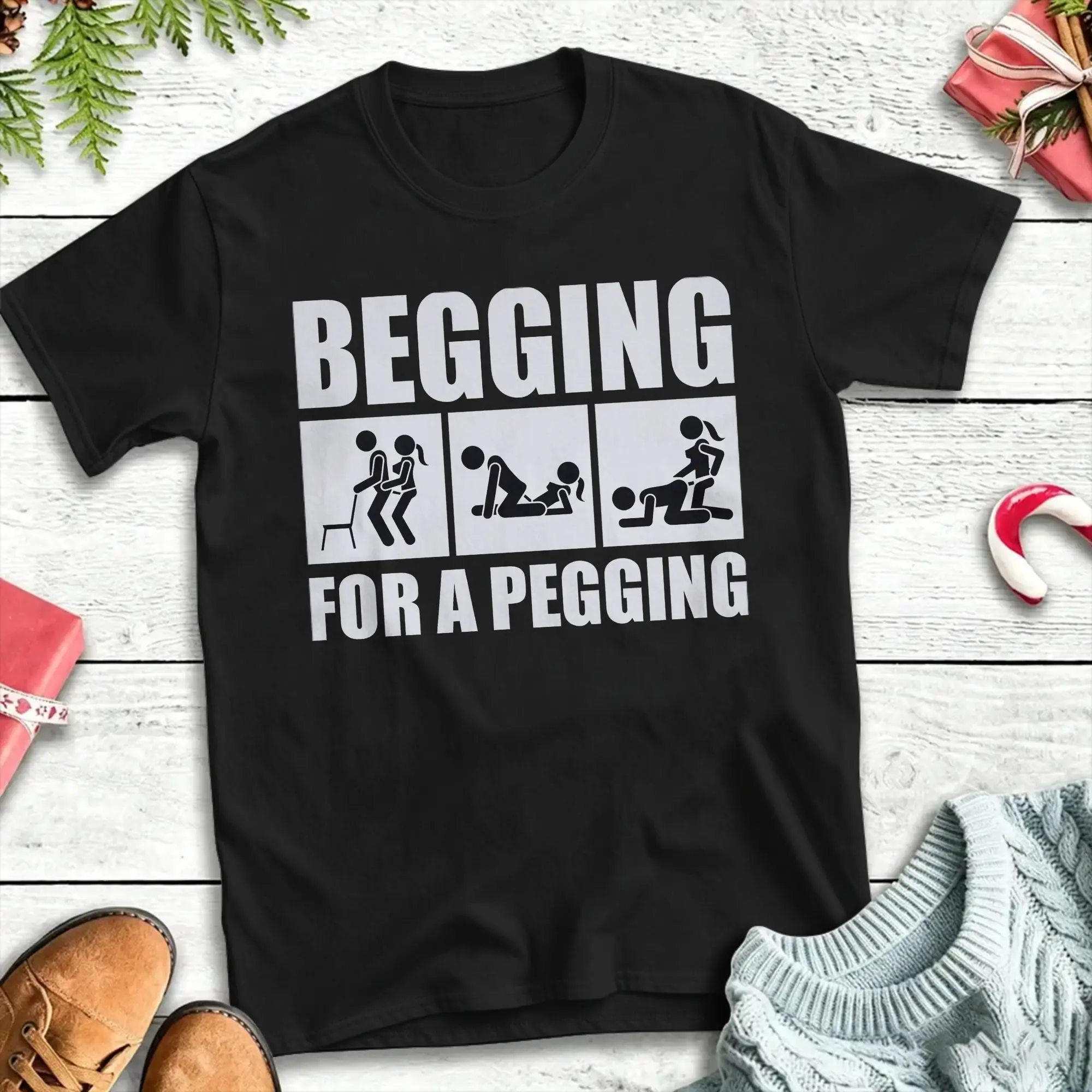 Men's Begging for A Pegging Adult Naughty T Shirts  Pure Cotton Top Tees Summer O Neck Trending Printed Tshirt