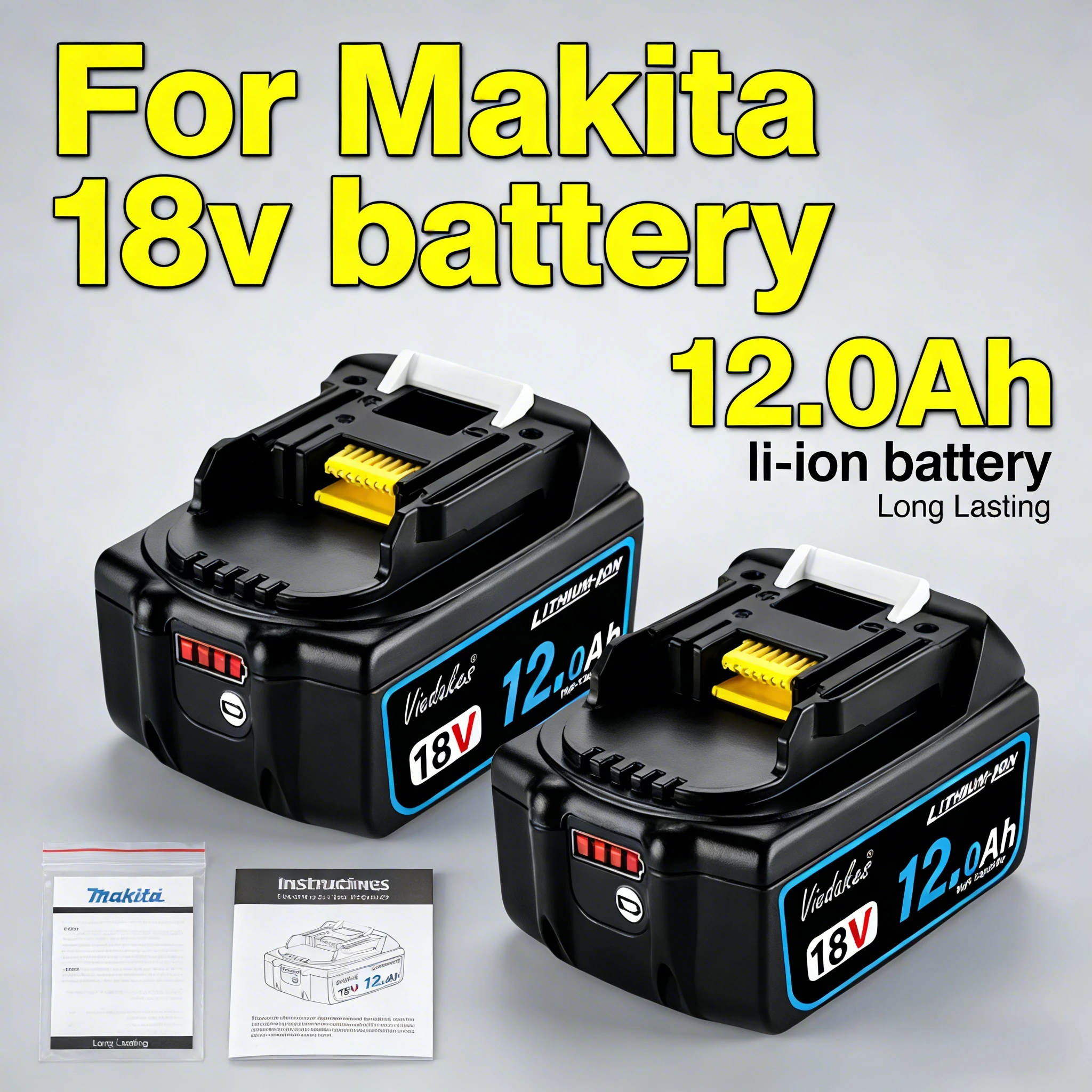 

NEW Original For Makita 18V Battery 12000mAh Compatible with DTD173 DHP487 DJV182 Professional Power Tools BMS Protection