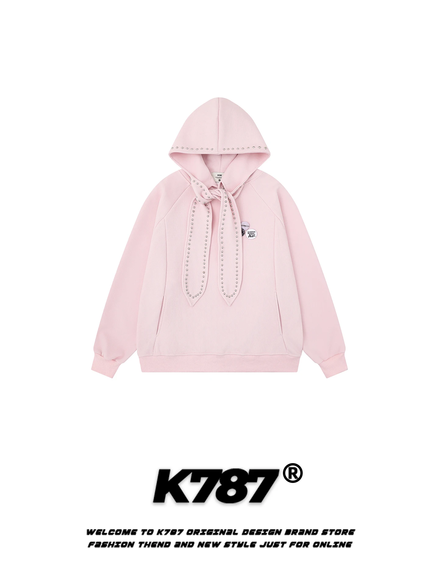 

Американская повседневная толстовка-худи свободного кроя, удобная, модная весенняя верхняя одежда с ремешком с заклепками для мужчин и женщин