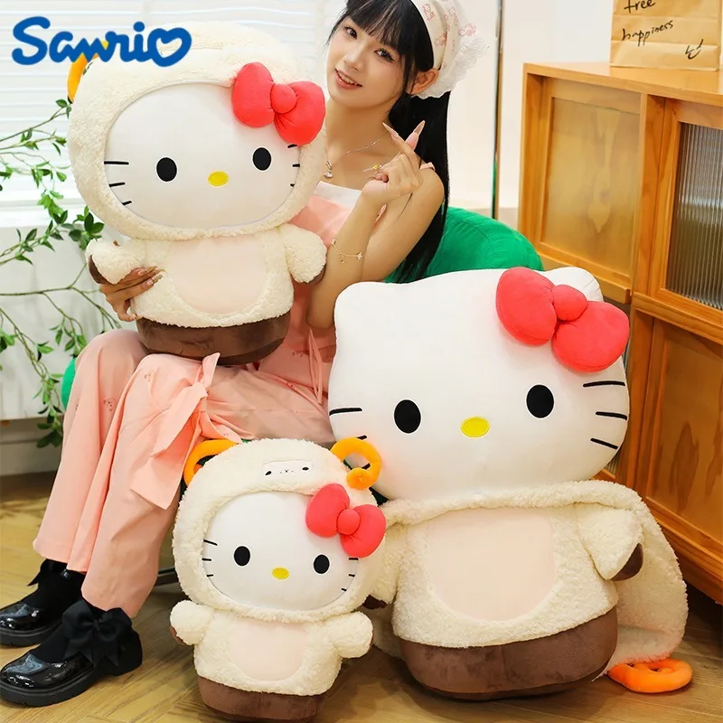 

45/60/80cm Big Size Hello Kitty Sanrio Anime Plush Stuffed Doll Kawaii Room Plushies Pillow Ornaments Children's Holiday Gift