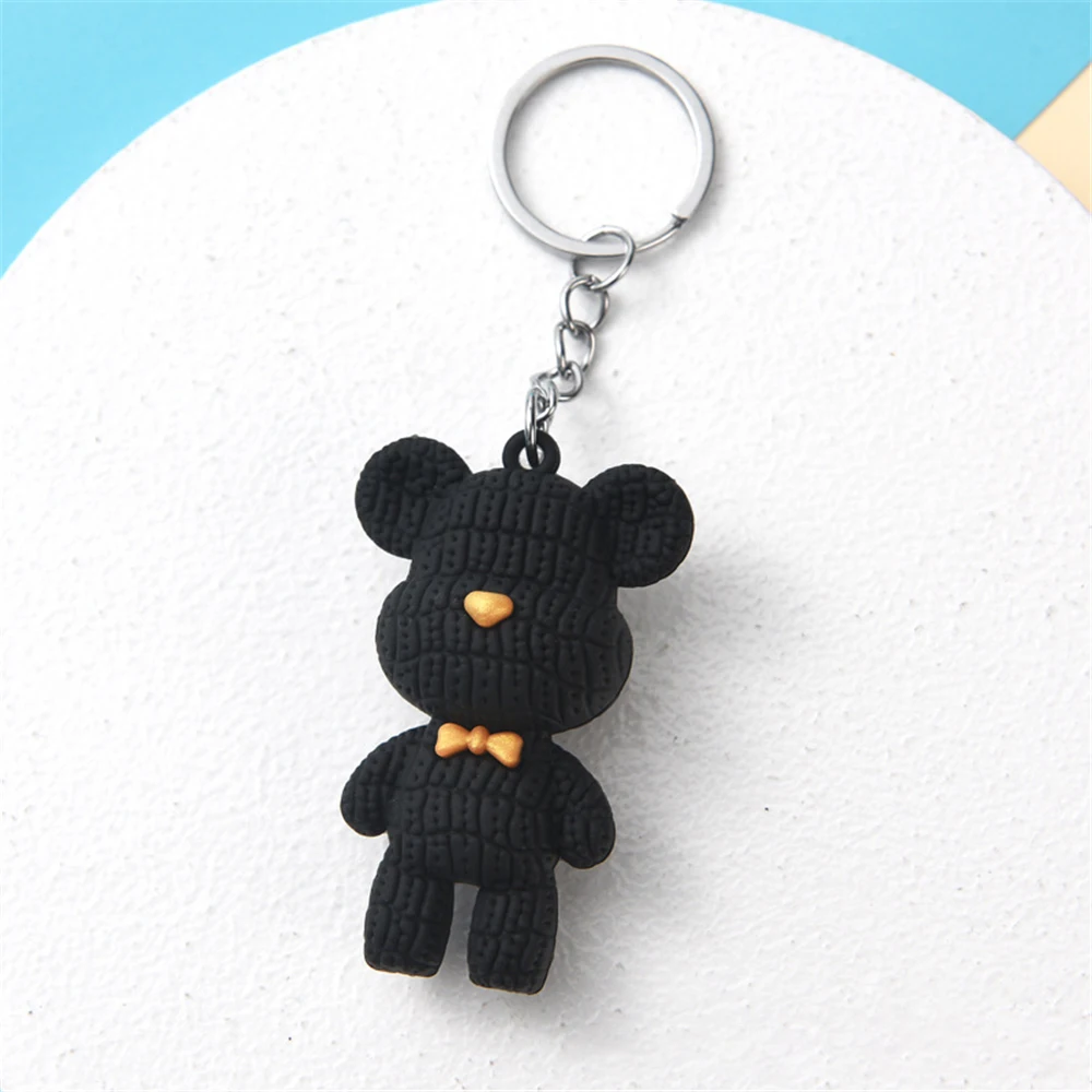 Cute Soft Rubber Bear Pendant Keychains For Women Car Key Chains Animal Key Ring Bag Backpack Adornment Couple Gift