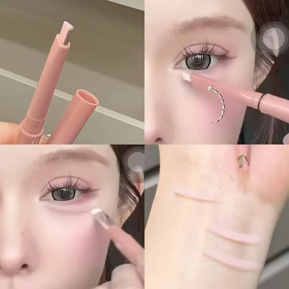 New 2 Color-Blocking Sleeping Silkworms Stick Pink Brown 2-in-1 Eyeshadow Stick Lower Lash Line Natural Eye Makeup Quick Makeup