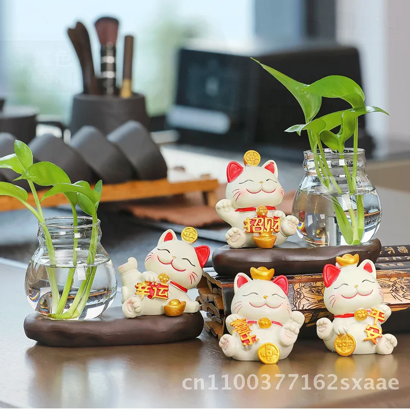 

Lucky Cat стеклянная ваза для цветов зеленая роза керамическая гидропонная домашняя отделка офисного стола креативные украшения для гостиной