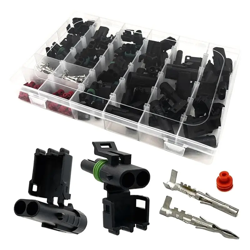 B23B Automotive 2.5Mm Waterproof Electrical Wire Connectors 100Pcs 2 Pin Weather Pack Female Socket Plug 18-14 AWG