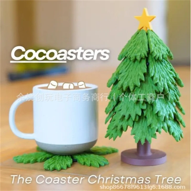 

Набор подставок для рождественской елки Cocoasters, креативный штабелируемый декор для праздничного стола, термостойкие подставки, подарок для домашнего офиса