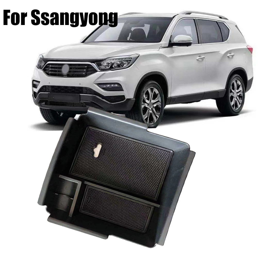 1pc For SsangYong For Musso 2019-2024 Car Front Center Console Armrest Storage Box Storage Tray ABS Black Direct Installation