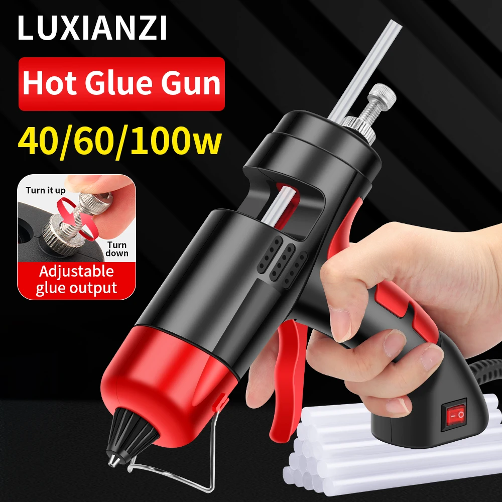 LUXIANZI Hot Melt Glue Gun 40/60/100W Electric Repair Tool DIY Household Heat Temperature Mini Glue Guns 7mm Glue Sticks Set