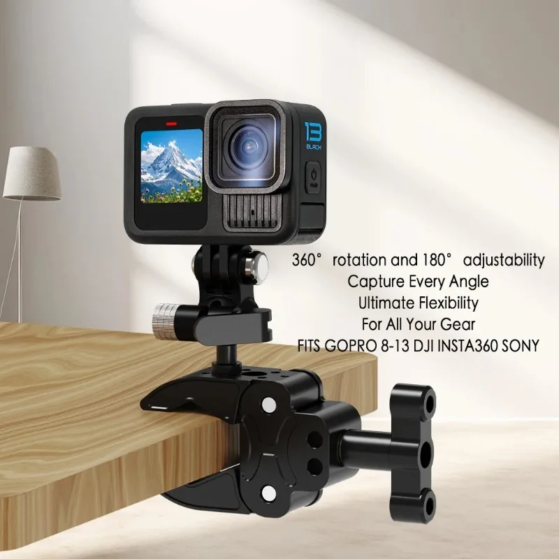 

Heavy Duty Camera Super Clamp Aluminum Mount 1/4 3/8 Holes for DSLR Gopro Extended Selfie Stick Tripod Rig Mic Lights Bracket
