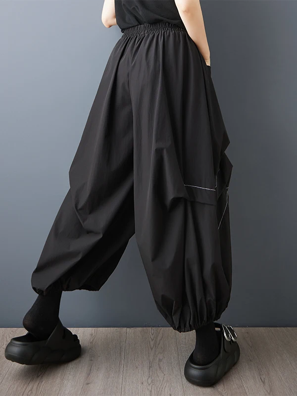 New Summer 2026 Wide Leg Lantern Pants Loose Slimming Asymmetrical Versatile High Waist Nine Points Other Material Casual Pants