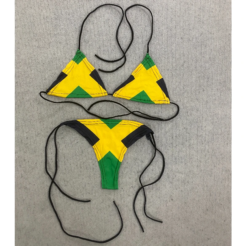 Summer Printed Triangle Bikini Swimsuit Multi Rope Sexy Hot Girl Women's Fashion LYM 2025 Female Clothing
