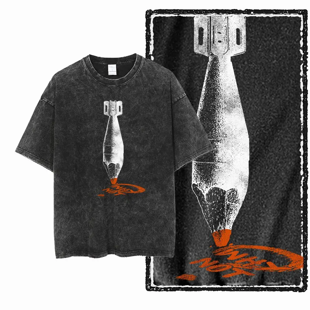 Baumwoll-T-Shirt mit Vintage-Grafik, gewaschen, im Used-Look, große Größe, Anti-Kriegs-T-Shirt für Herren, Frieden statt Krieg, Grafikdruck, Baumwoll-T-Shirt G81 – Detail 5