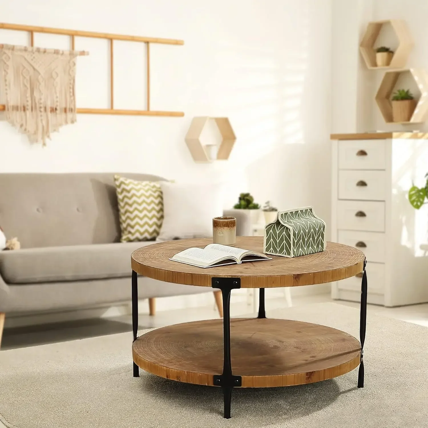 Factory Price Round Boho Wood Coffee Table - 29.1