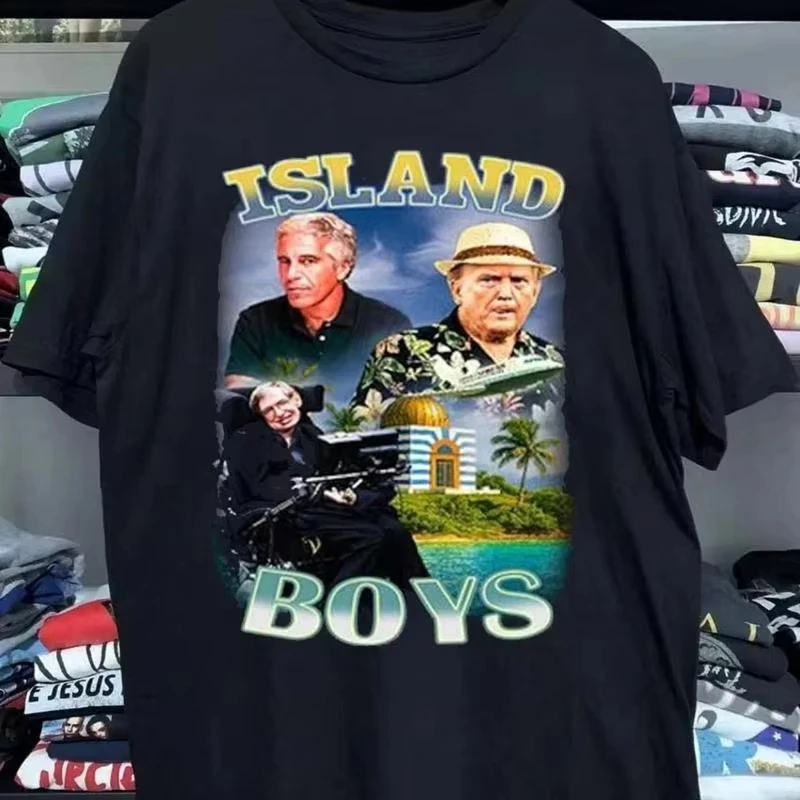 تي شيرت آيلاند بويز جيفري إبستين ستيفن هوكينج