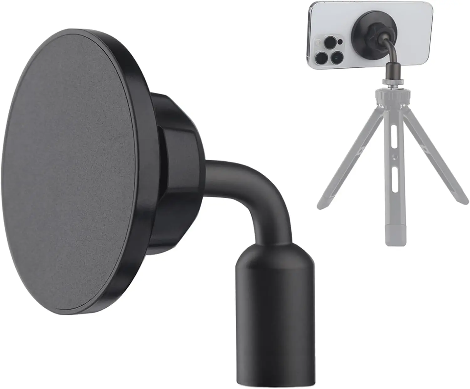 

Magnetic Phone Tripod Mount with 1/4"-20 Hole, Compatible with iPhone and All Phones, Secure Metal Foot