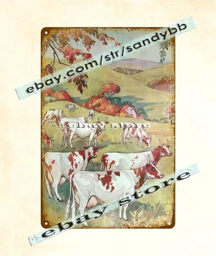 cow farm livestock Guernsey Cattle Club Dairy Council metal tin sign wall art-Aluminum