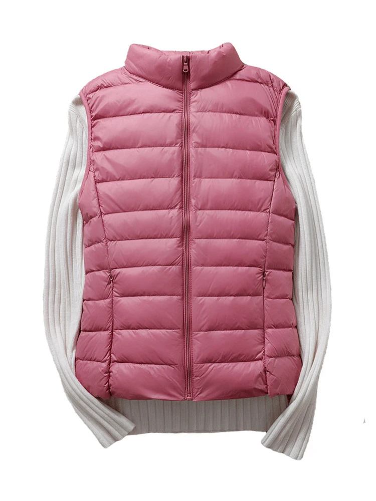 Chaleco acolchado sin mangas para mujer, chaquetas de plumón de pato, ultraligeras, portátiles, a prueba de viento, esponjosas, 4XL, otoño e