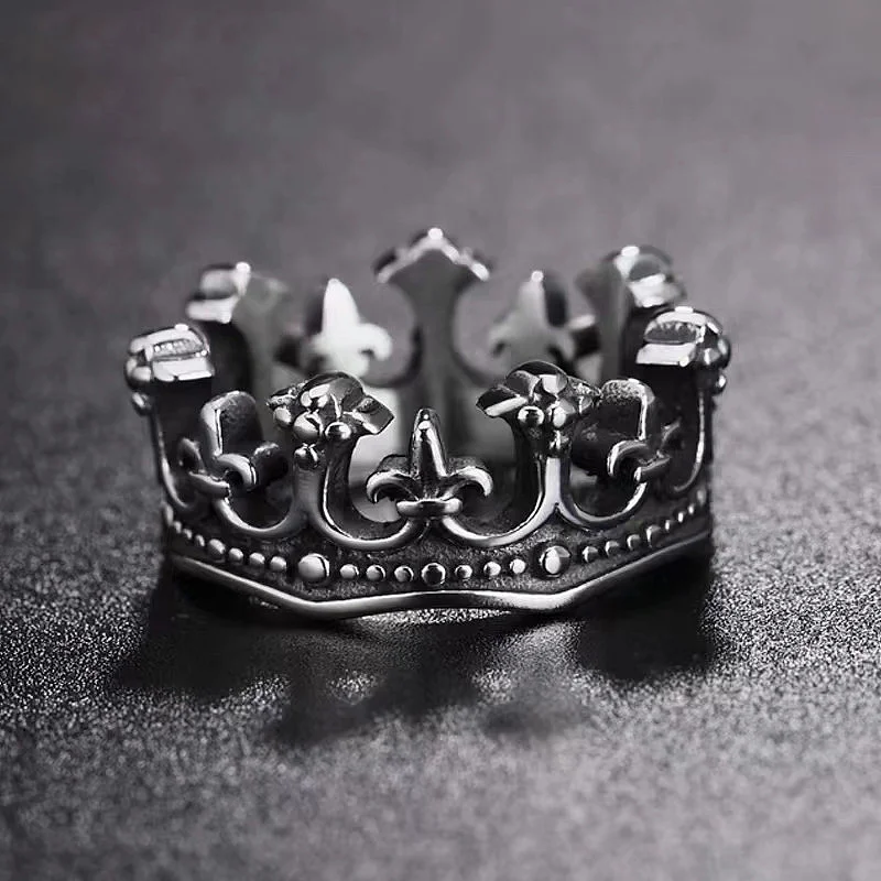 Vintage Crown King Ring Men Fashion Punk Simple Classic Biker Ring coppia gioielli moto Party Evening Gifts all\'ingrosso