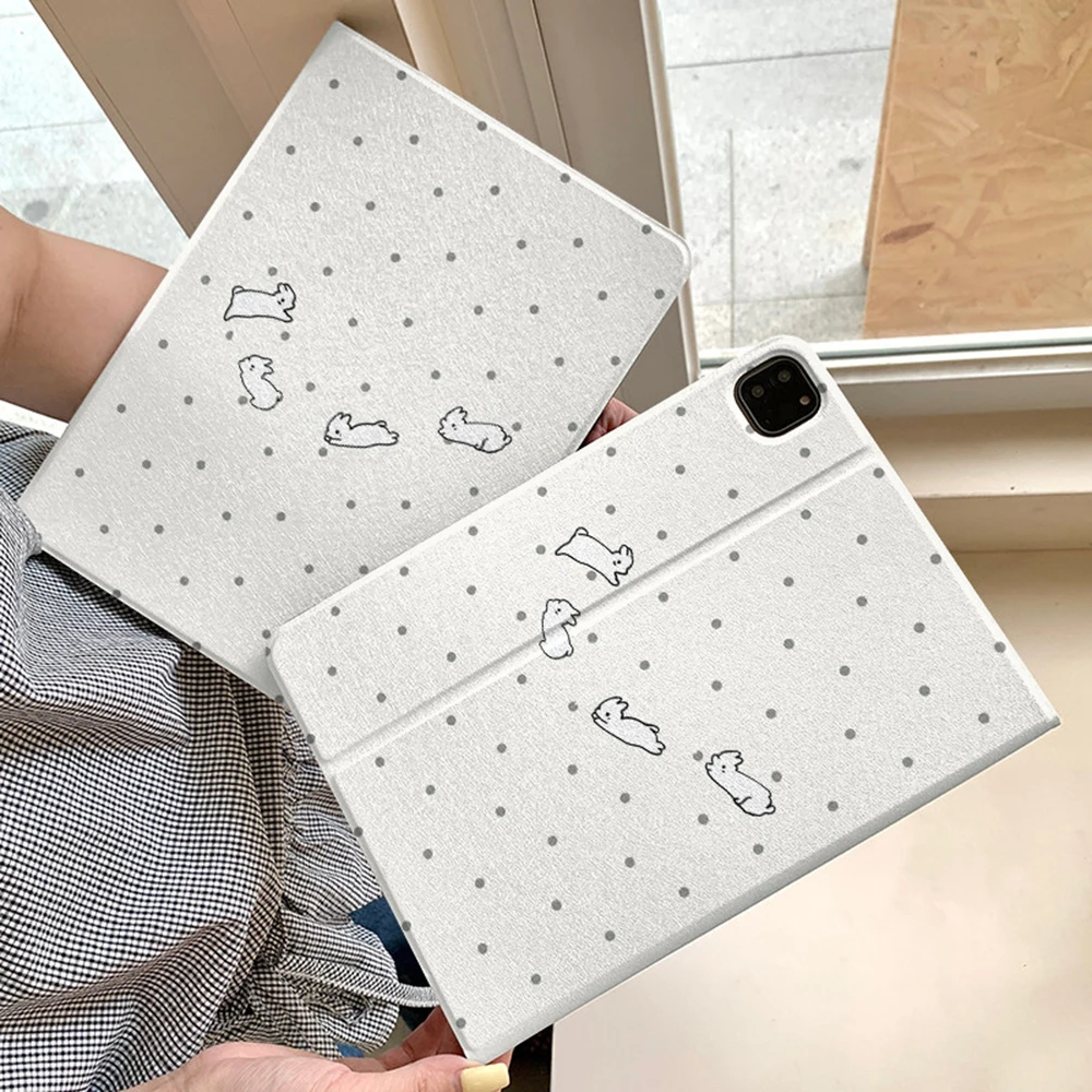 Rabbit Polka Dots New Tablet Case For iPad 10 11th Pro 11 12.9in 13in M4 9.7 10.2 5/6th 7/8/9th Air 4 5 MINI 6 7 Trifold Case