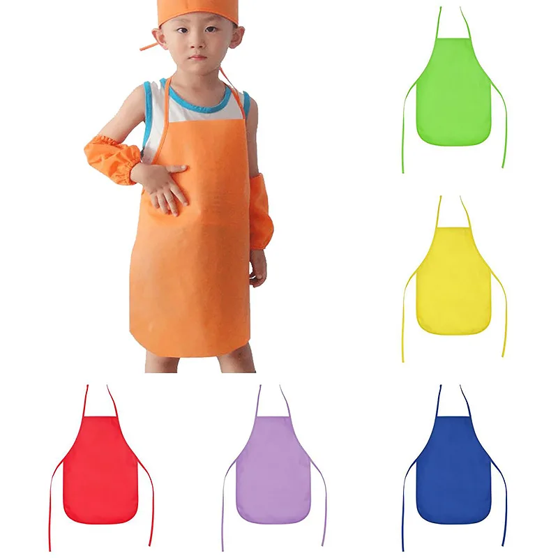 1PC Children Aprons Waterproof Non-Woven Fabric Kids Girls Boys Apron For Art Painting Cooking Student Drawing Bibs